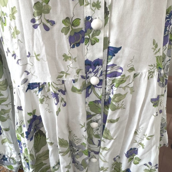 BellaRosa Lavender Green Floral Button Front Shirt Dress Tunic M/L Cottagecore - Picture 3 of 8